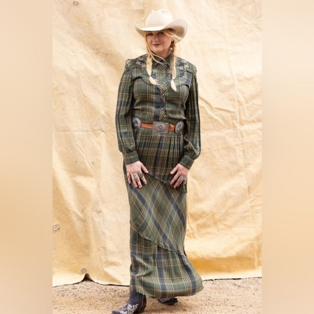 Vintage Double D Ranch Red Plaid Western Skirt Set | Small | Red Plaid
